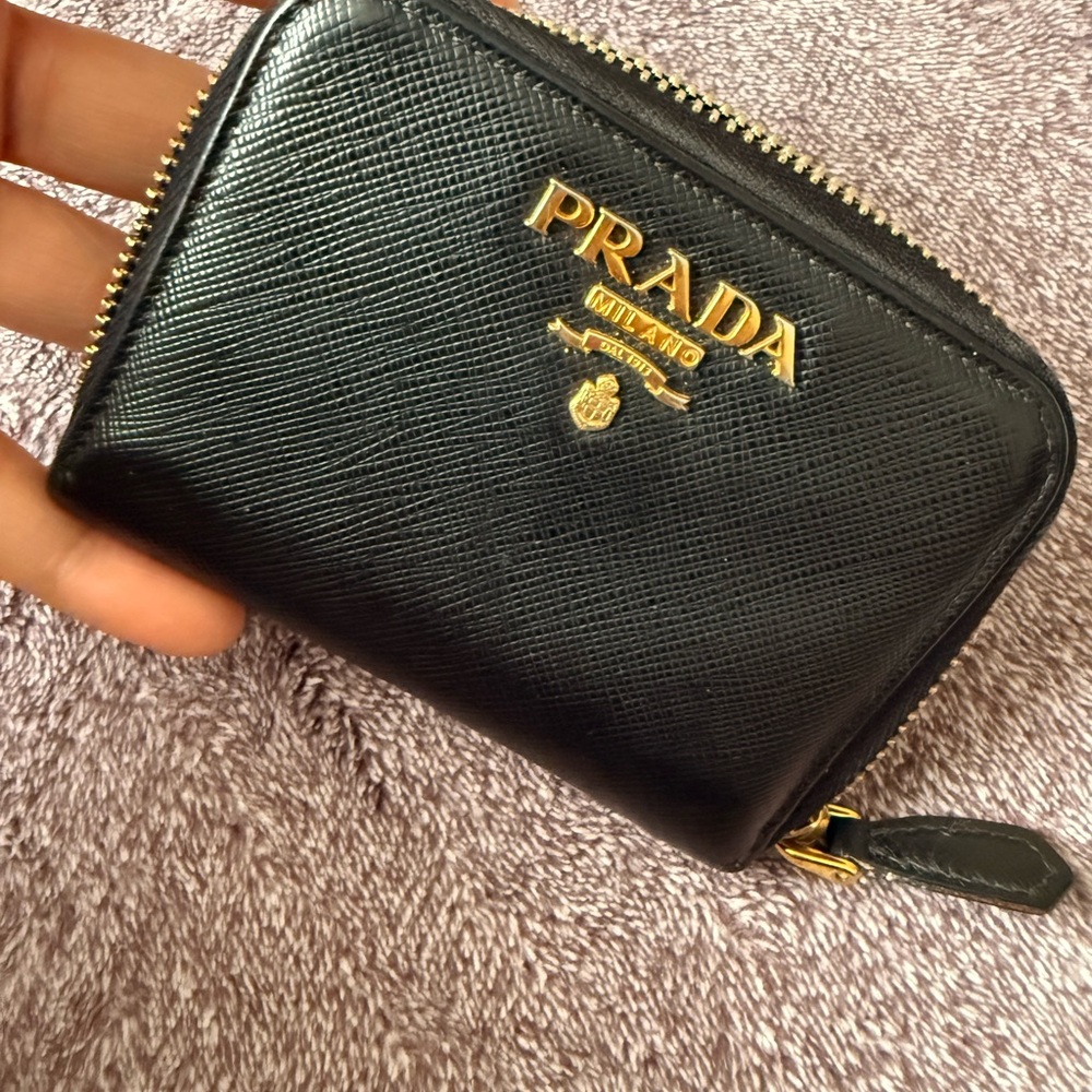 Prada Black Saffiano Leather Zip Wallet